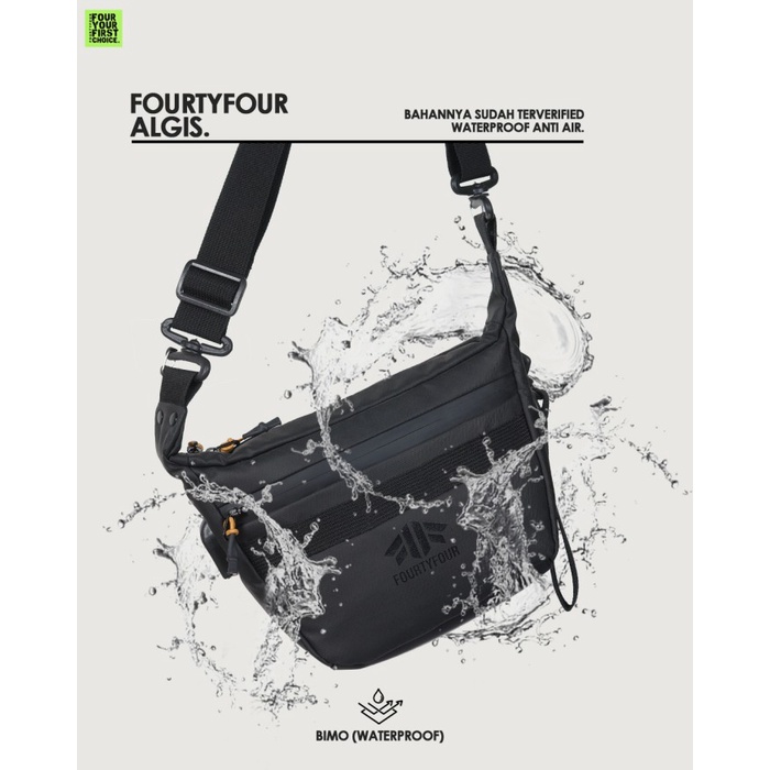 tas selempang FOURTYFOUR ALGIS - Tas Selempang Pria Waterproof Premium Anti Air - Hitam(O5M5) multif