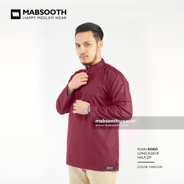 MABSOOTH Baju Koko Lengan Panjang Tipe Resleting