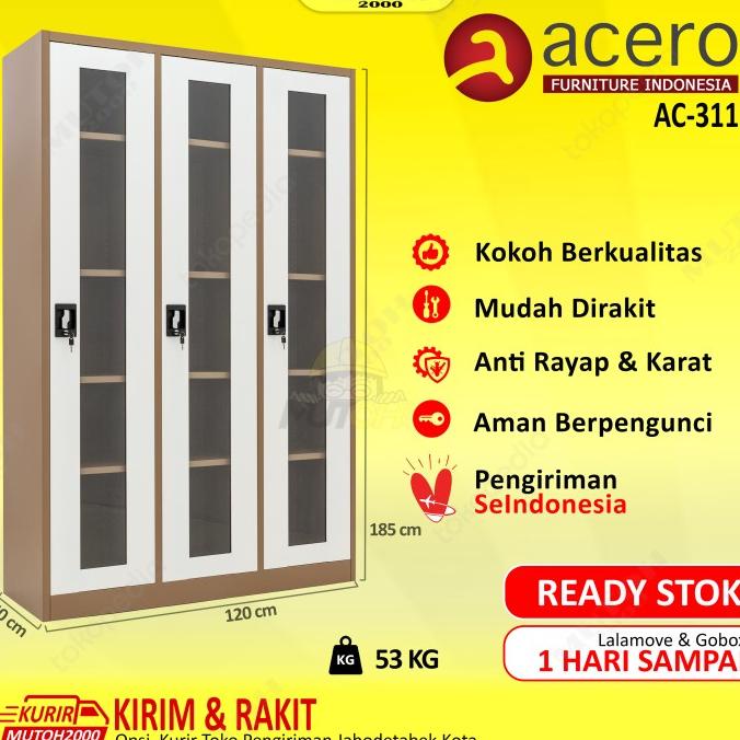 

Big Sale Acero Ac-311 Lemari Arsip Besi Full Plat - 3 Pintu Swing Kaca Terbaik