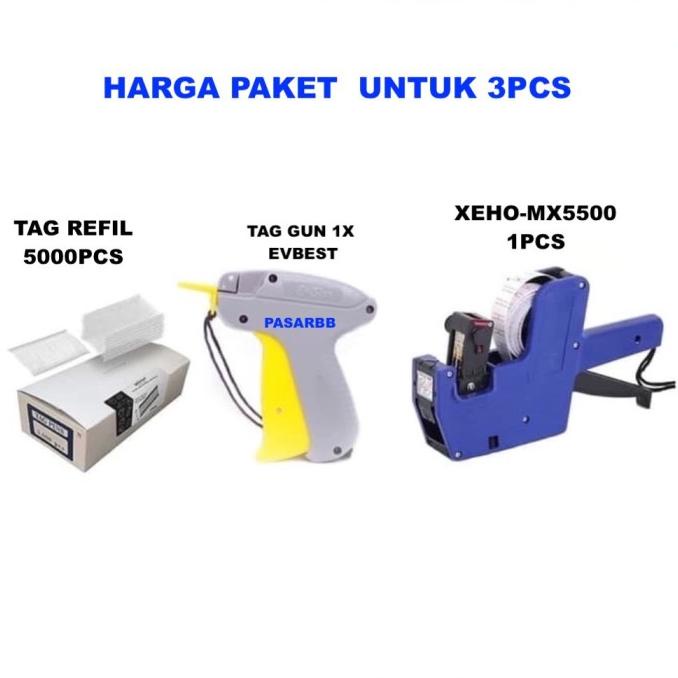 

AKASHMARKET !!! COMBO 3-SET TAG GUN Baju & LABEL HARGA TAG GUN EVBES PRICE LABEL XEHO - TERLARIS !