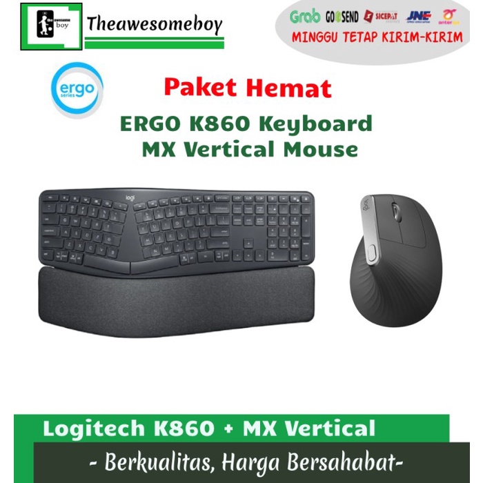 BUNDLING LOGITECH MX ERGO VERTICAL M575 K860 WIRELESS KEYBOARD MOUSE ORIGINAL
