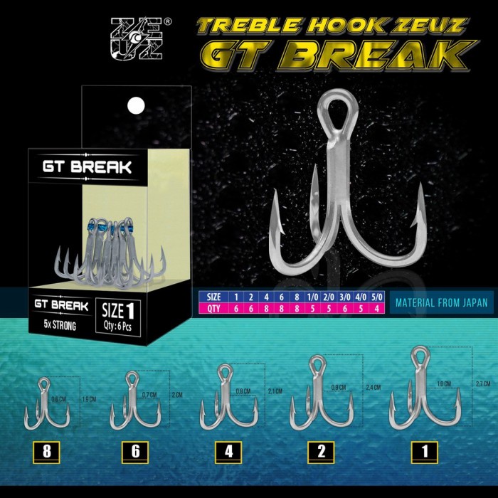 Terlaris Trible Hook Zeus Gt Break Kail Pancing