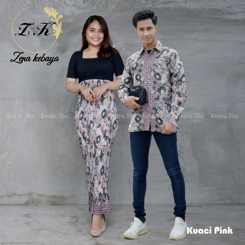 Couple Batik Ern Couple Rok Plisket Batik Dan Kemeja Panjang Couple Pasangan Kondangan Lamaran
