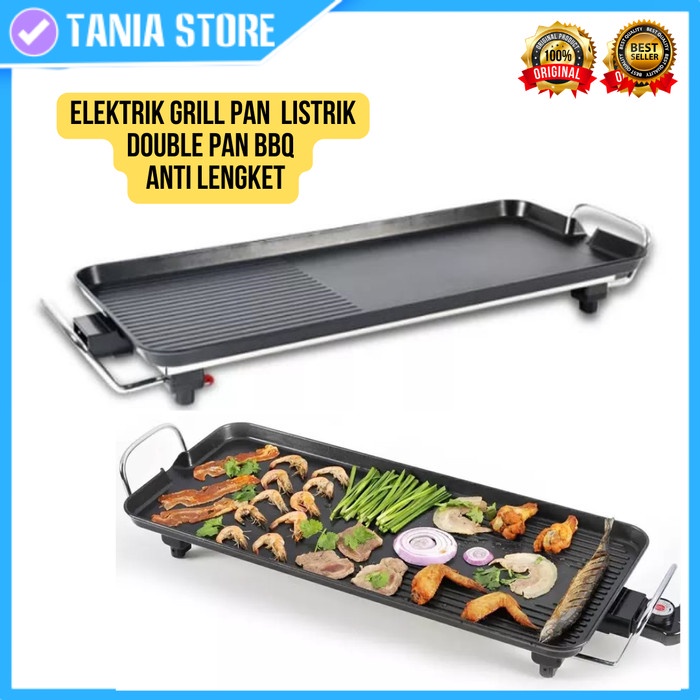TERBARU Elektrik Grill Pan BBQ Ayam Sosis Alat Panggangan Listrik Anti Lengket /GRILL PEN/BAKARAN