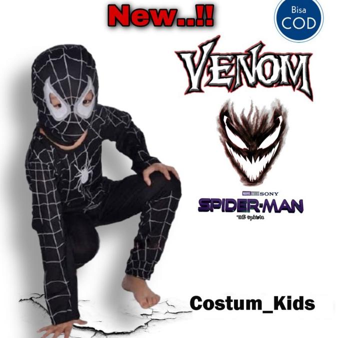 Baju Kostum Superhero SPIDERMAN HITAM Untuk Anak Laki Laki 2 -10 Tahun