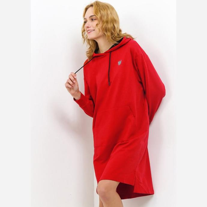 Ready Giordano National Day Hoodie Dress Wanita Haute Red Original