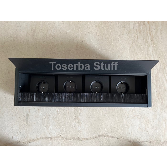 [Ori] Tutup Lubang Stop Kontak Meja Meeting Hitam Isi 4 Power Arde Panasonic Diskon