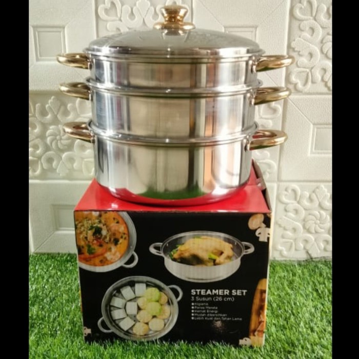 [Ori] Panci Kukus/Steamer/Dandang 3 Susun Golden Flying Fish 26 Cm Terbaru