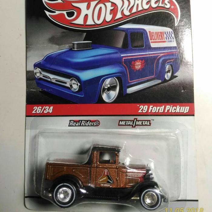 ✅COD Hotwheels Hot Wheels 29' Ford Pickup Coklat Real Riders Ban Karet Rare Diskon