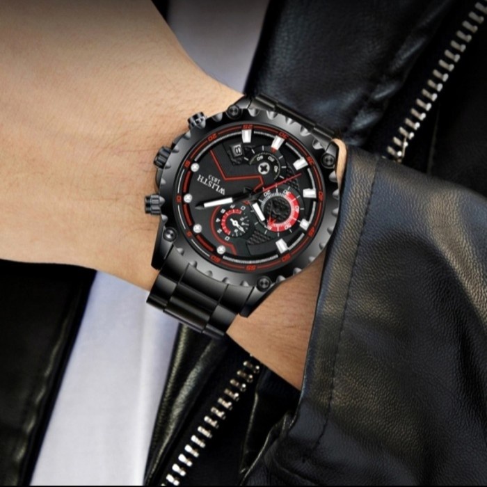 ✅Ori Jam Tangan Pria Wlisth Jam Tangan Sport Hitam Bisa Sameday