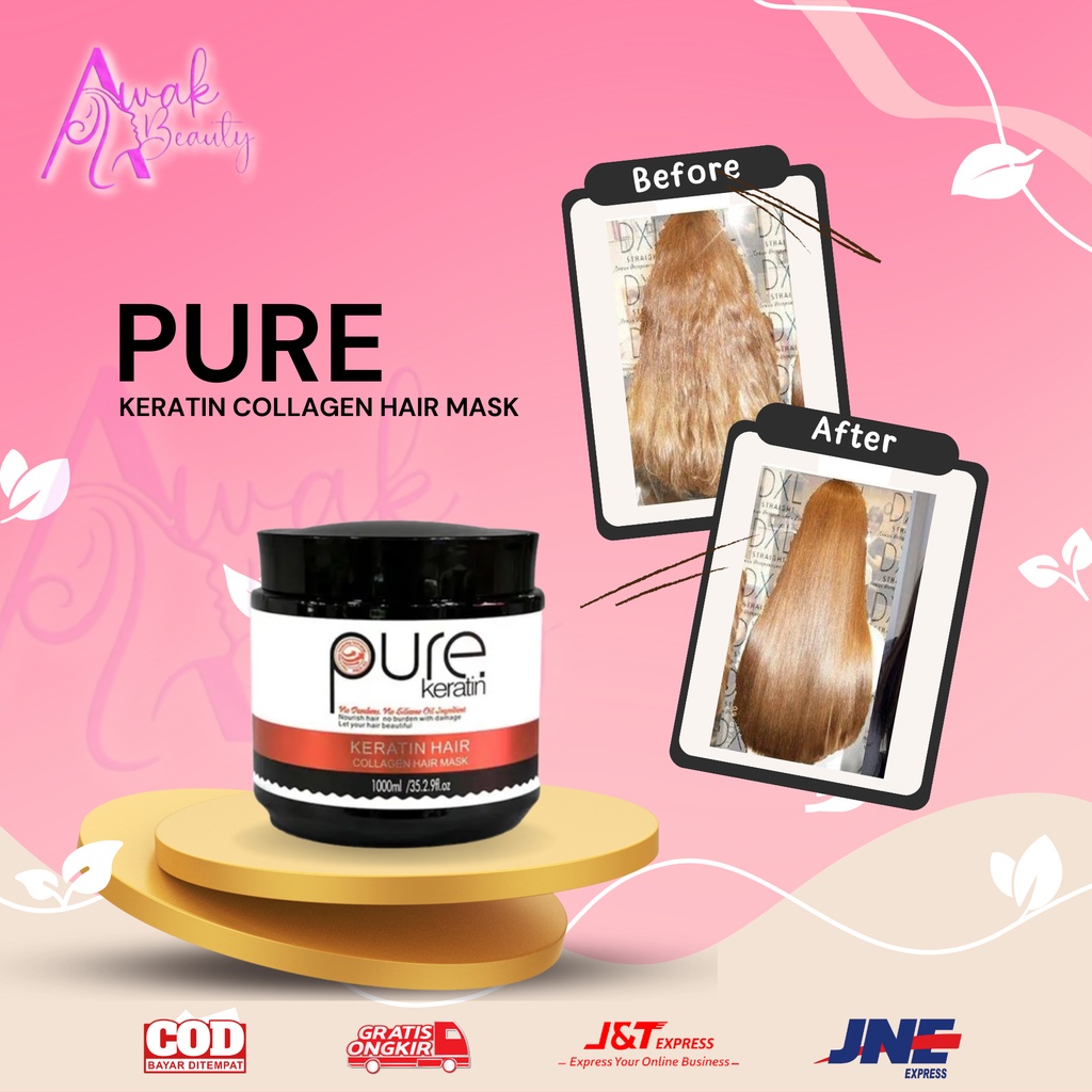 Pure Keratin Collagen Hair Mask 1000Ml Masker Rambut Keratin