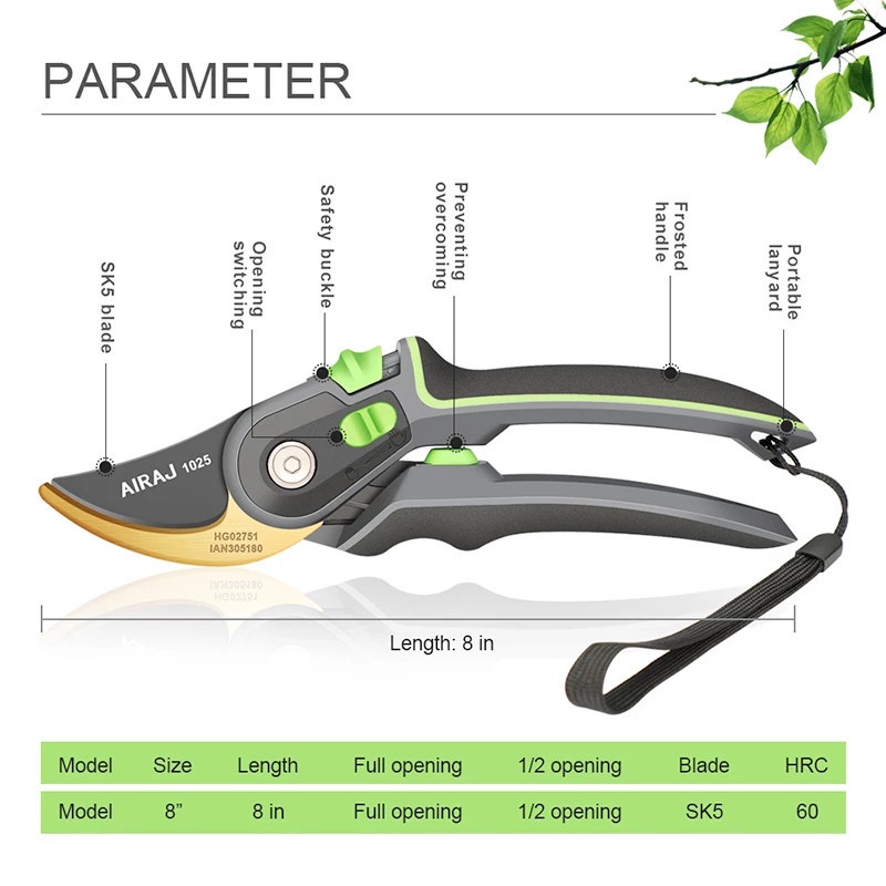 Airaj Gardening Pruning Shears Gunting Dahan Ranting Taman Berkebun - Airaj 1025 Gold
