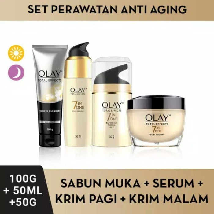 [Original] [4 Pcs] Paket Olay Total Effects 7In1 Set Perawatan Anti Aging Diskon