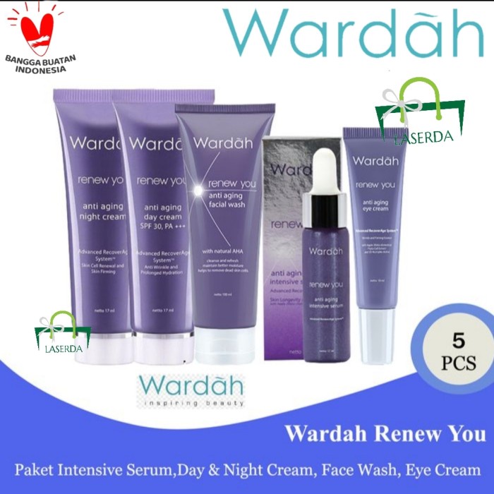 [Original] Wardah Renew You Anti Aging Paket Kecil 5 Item W/ Eyecream Bisa Gojek