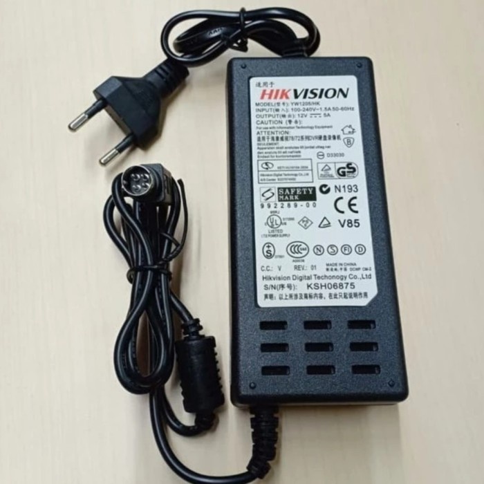 Adaptor hikvision 12V 5A 4 pin DVR Adaptor NVR CCTV Adaptor HIKVISION