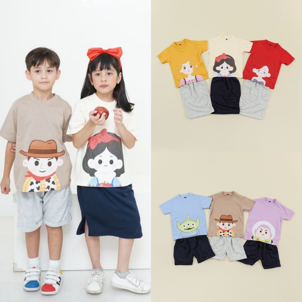 [PUNCAK TAMBORA] Chibi Casual Set - Kaos Anak / Kaos Karakter / Kaos Kartun / Setelan Baju / Setelan