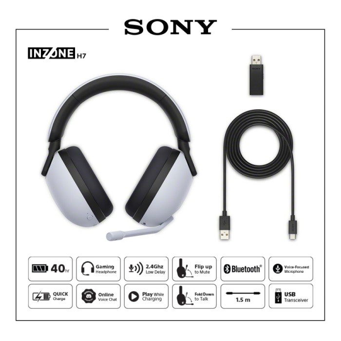 Gaming Headset SONY INZONE H7 Wireless Bluetooth 360 Spatial-Headphone
