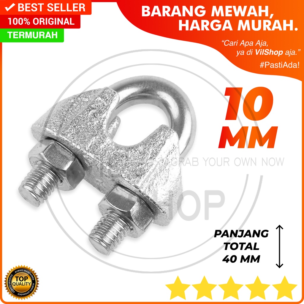 KLEM SELING BAJA 10MM 10 MM 3/8" 3/8 INCH / KLEM SLING KLEM TALI KLEM KAWAT CLAMP U KABEL SLING KUKU