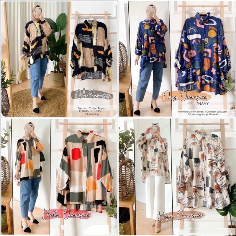 BLOUSE RAYON VISCOSE || KEMEJA WANITA RAYON OVERSIZE