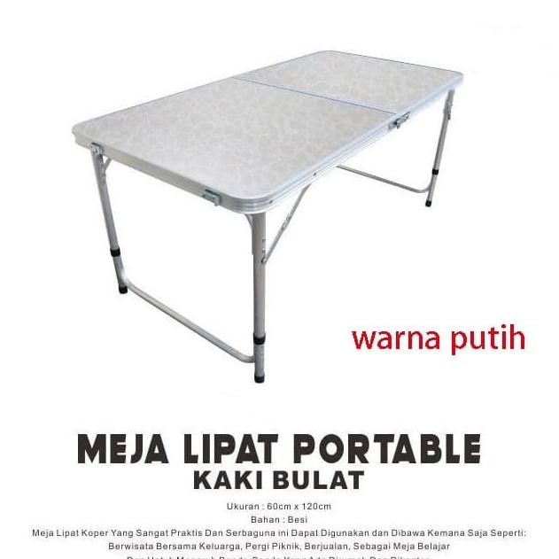 Meja Lipat Koper Hpl Aluminium-Meja Lipat Portable - Kaki Bulat