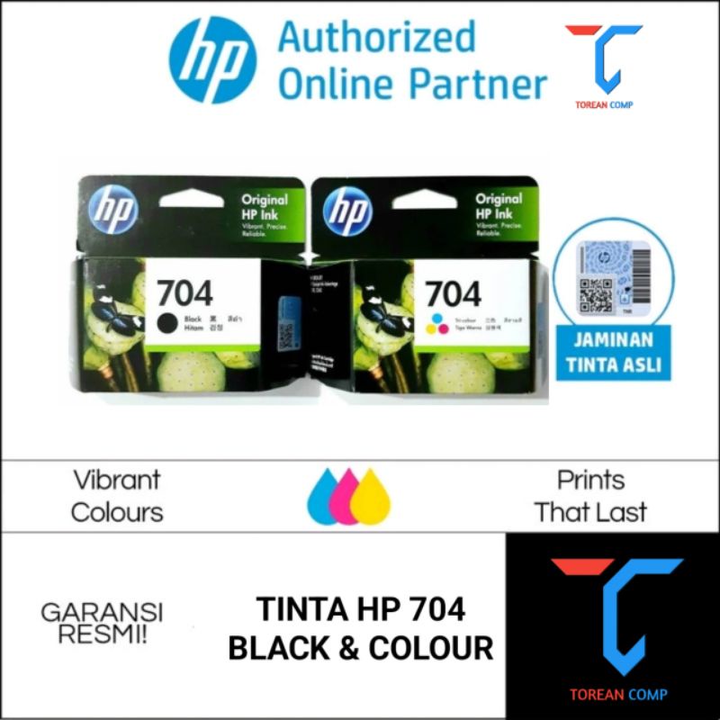 Tinta HP 704 Set (Black & Colour) Original Cartridge For Printer HP Deskjet 2010 2060