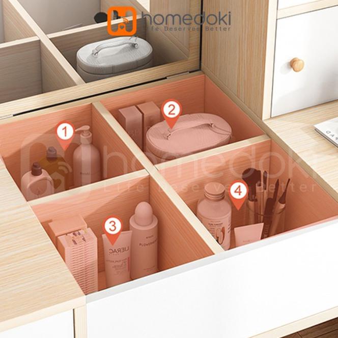 Meja Rias / Meja Rias Flip-Top / Meja Rias Minimalis Kaki Kayu Solid