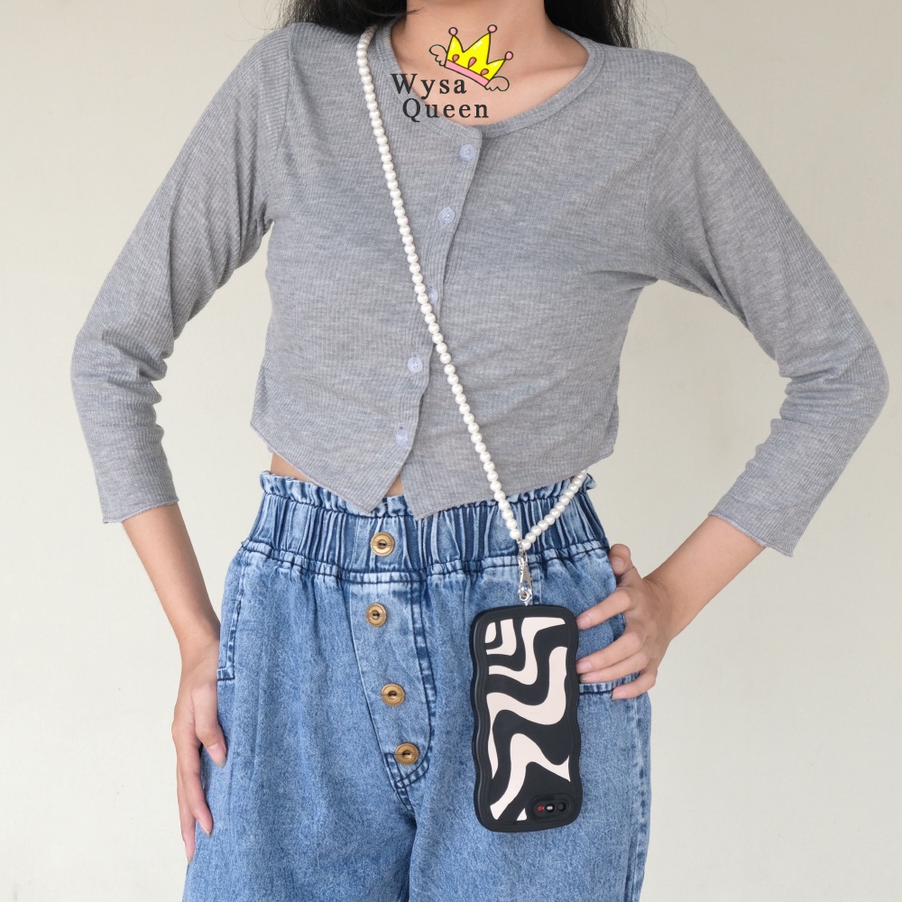 Tali Lanyard Selempang Handphone Gantungan Hp Mutiara Putih Polos