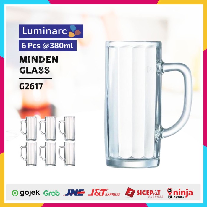 ✅Termurah Luminarc Gelas Minum Kaca Minden 380 Ml 6 Pcs G2617 Glass Bisa Gojek