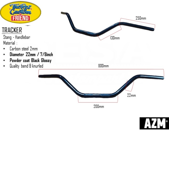 ✨COD Stang Custom Stang Motor Stang Scrambler Stang Tracker Hitam Black Diskon