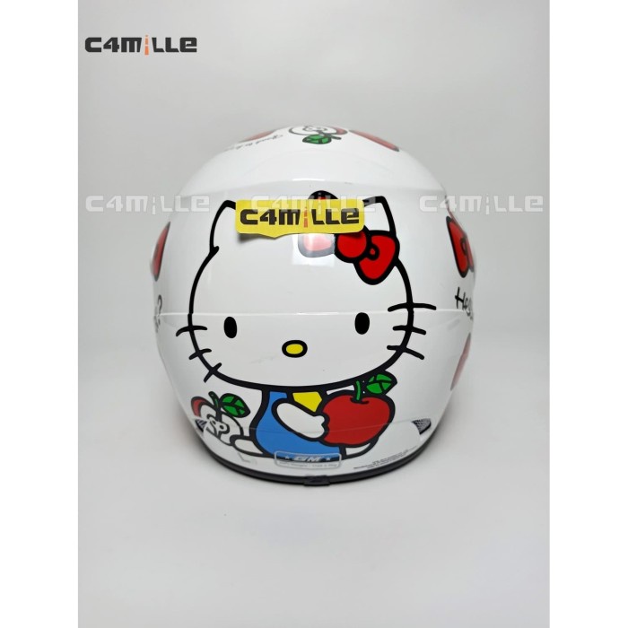 ✨New Helm Gm Evo Cartoon Hello Kitty #16 White Half Face Bisa Gojek