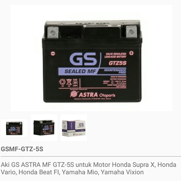 ✨New Aki Accu Gs Astra Mf Gtz 5S Kering Beat Fi Mio Karisma 35 Ampere Bisa Sameday