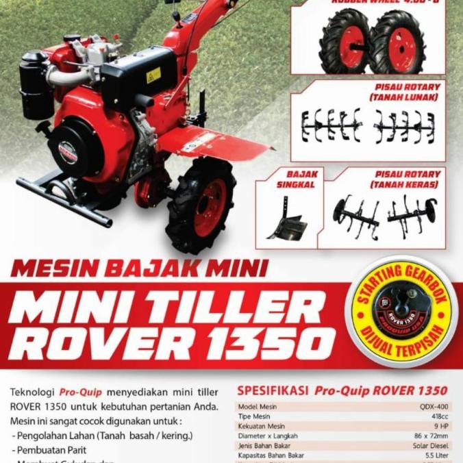 Mesin Bajak Mini Mini Tiller Cultivator Proquip Rover 1350