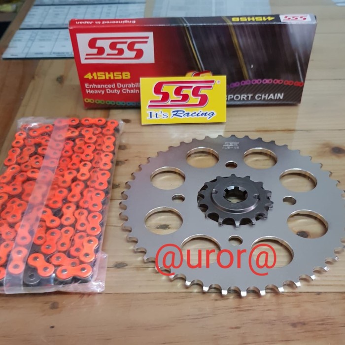 ✨Ori Gear Set Sss Cbr 150 R / Cb 150 R / Sonic  Rantai Sss 415 Hsb Orange Terbaru