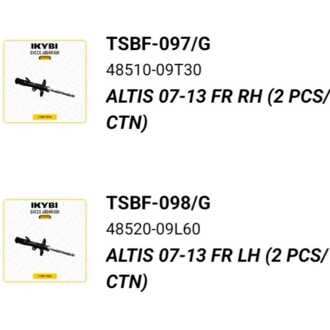 Shockbreaker Depan Toyota Altis (2007-2013) -Shock Absorber SET -IKYBI