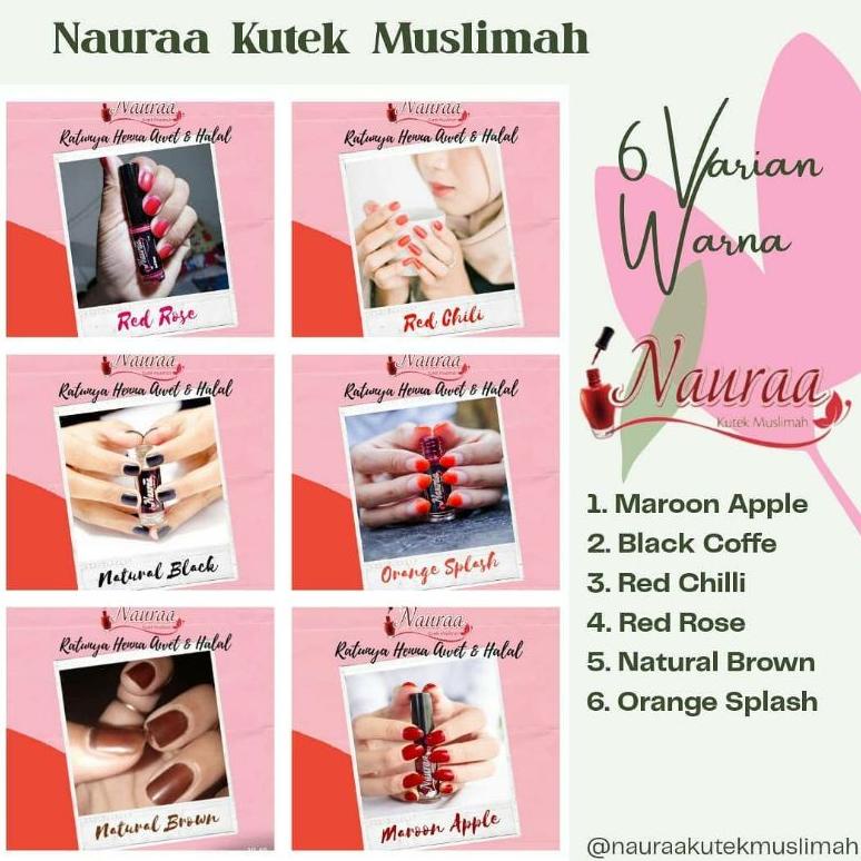 FNM390 (FREE GIFT) TUFFAH NAURAA NAIL HENNA SAH UNTUK SHOLAT HALAL MAROON NAURAA BLACK BROWN ORANGE 