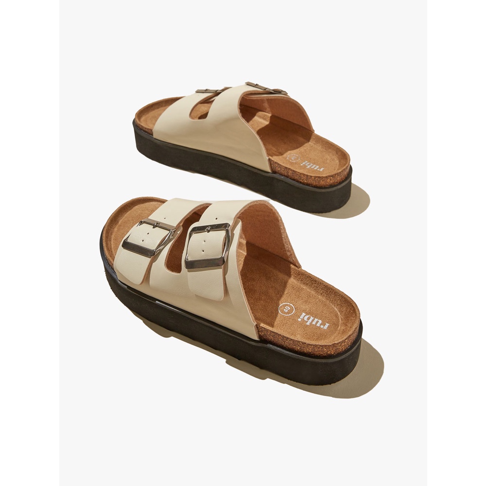 [MODEL TERKINI] Rubi - Sandal Flat - Rex Flatform Buckle Slide