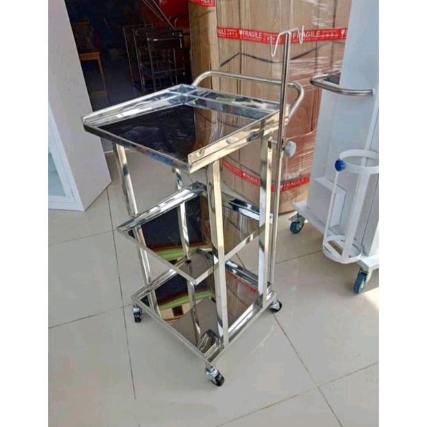 Trolley ekg stainless steel - troli ekg medis - troley ekg stainless medis