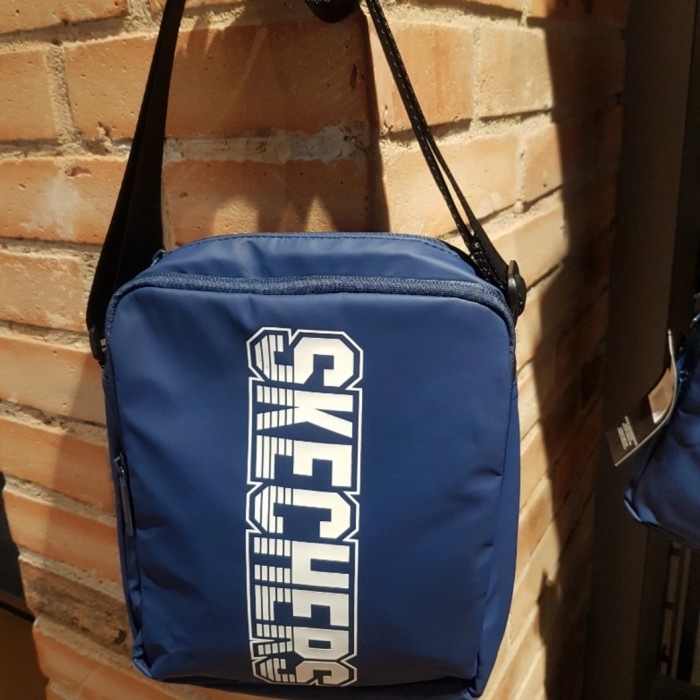 ✨Ready Tas Selempang Skechers Original Sling Bag Blue 2 Zipper Terbaru