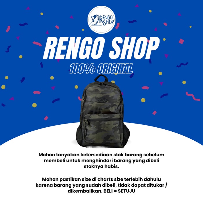 ✨Original [Ori] Tas Ransel Skechers Adventure Backpack Camo Green Bisa Gojek