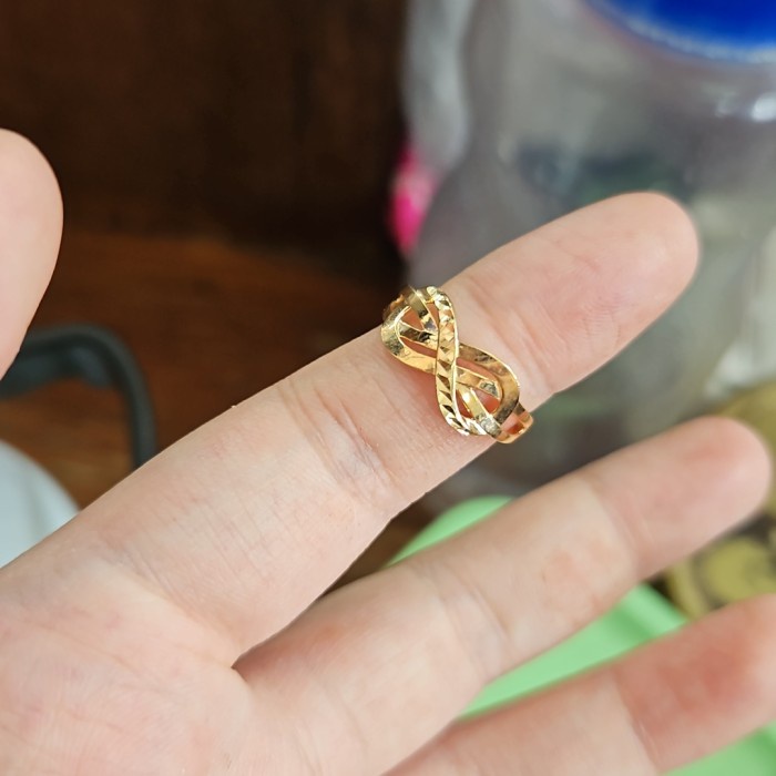 ✨Termurah Cincin Infinity Love Hati Ubs Ringan Tipis Emas Asli 375 Linea Terbatas