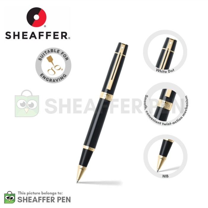 

✨Sale Sheaffer® 300 Glossy Black With Gold Tone Rollerball Pen Limited