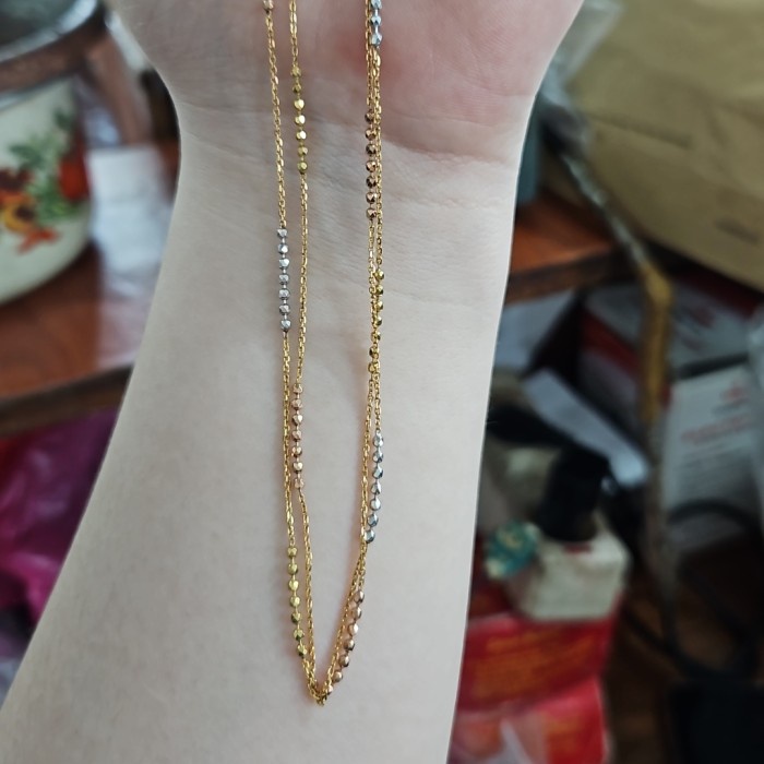 ✨Sale Kalung Jedar Ubs 2 Layer Double Susun Emas Asli 375 8K Unik Fashion Limited
