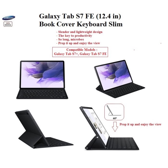 ✨Ori Samsung Book Cover Keyboard Tab S7 Fe12.4 InKeyboard Cover Tab S7 Fe Berkualitas
