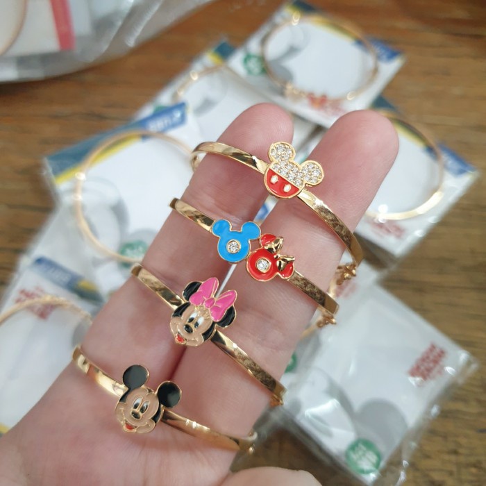 ✨Ori Bangle Gelang Anak Disney Mickey Minnie Ubs 4 Cm 4Cm Emas Asli 375 8K Limited