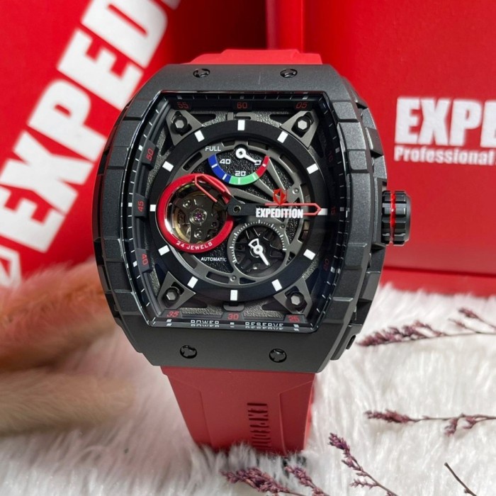 ✅Termurah Expedition E6782 / 6782 - Jam Tangan Pria Automatic - Red Black Bisa Sameday