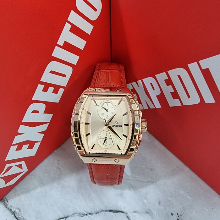 ✅Termurah Jam Tangan Wanita Expedition E6782B Kulit Merah Diskon