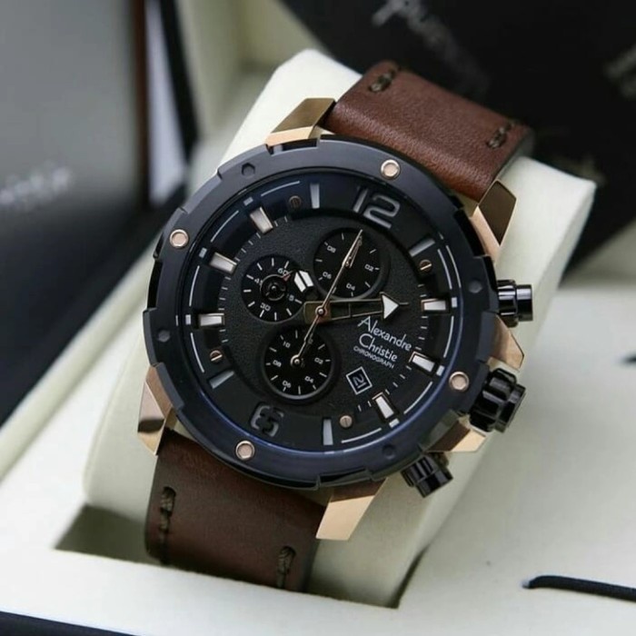 ✅Ready Jam Tangan Pria Alexandre Christie Ac6410 / Ac 6410 Brown Rosegold Bisa Sameday
