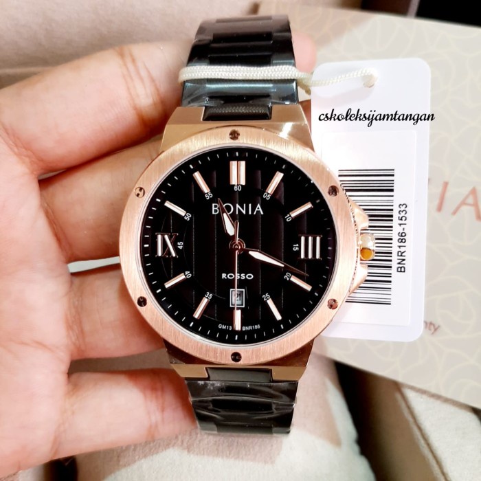 ✅Sale Jam Tangan Pria Bonia Rosso Bnr186-1533 Black Rosegold Original Murah Berkualitas