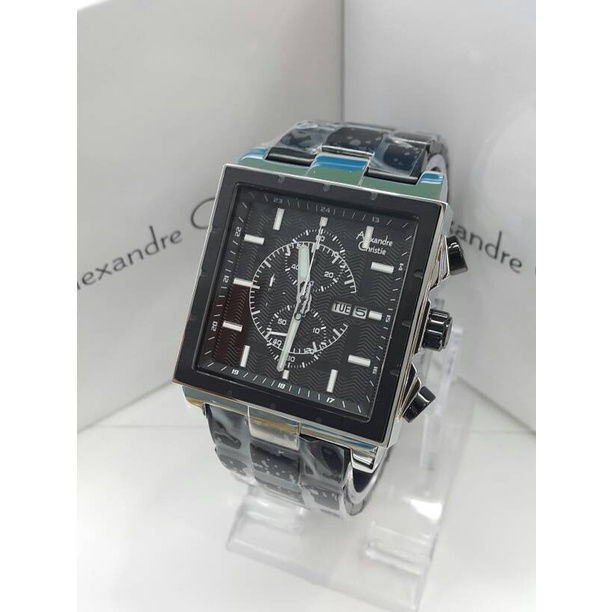✅Ori Jam Tangan Alexandre Christie Ac 6460 Black Body Silver Terbaru