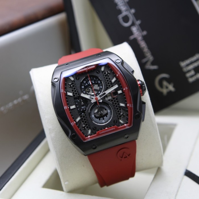 ✅Ori Alexandre Christie Ac 6608 Black Red Rubber Pria. Original Bisa Sameday